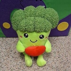 Plush Broccoli Toy with Red Heart